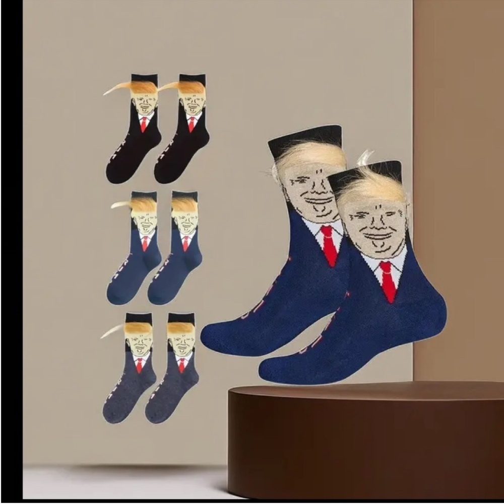 1 pair cartoon pattern trump socks - Picture 4 of 6
